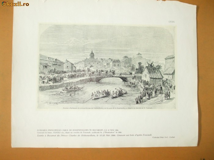 Plansa intrarea Carol I in Bucuresti 10 mai 1866