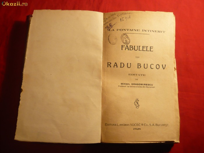Mihail Dragomirescu -Fabulele lui Radu Bucov -Prima Ed. 1928