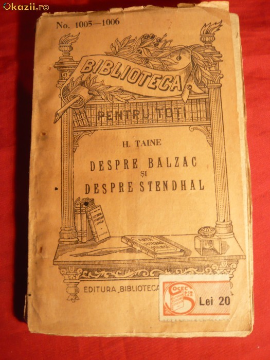 H.Taine -Despre Balzac si despre Stendhal -BPT interbelic