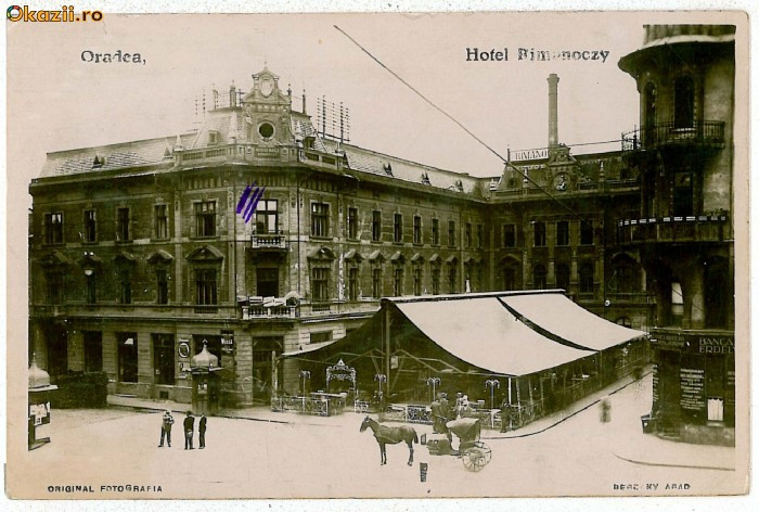 1896 - ORADEA, restaurant RIMONOCZY - old postcard, real PHOTO - used - 1928