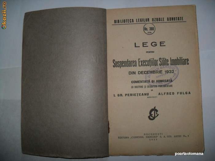 Lege pentru suspendarea executiilor silite imobiliare {1932}