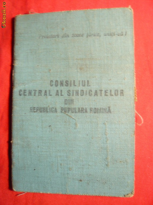 Carnet de Sindicat 1955 cu 61 Timbre Cotizatie