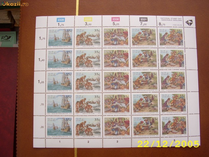 Africa de Sud 1992 ziua marcii mi 834-838 kleib cu 5 serii Africa de Sud 1992 ziua marcii mi 834-838 kleib cu 5 serii