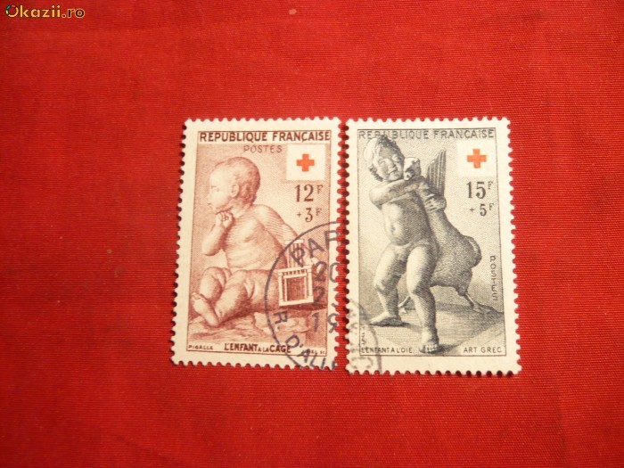 Serie- Pentru Crucea Rosie 1955 Franta , 2 val.stamp. Serie- Pentru Crucea Rosie 1955 Franta , 2 val.stamp.