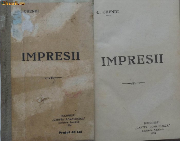 Ilarie Chendi , Impresii , 1924 , prima editie