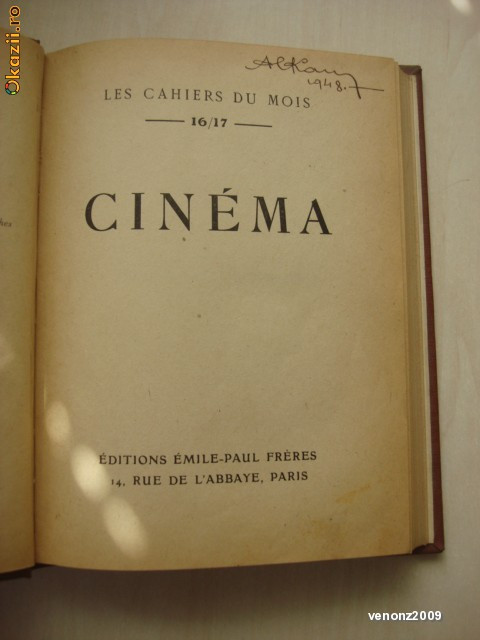 Les Cahiers Du Mois - Cinema (1925 , limba franceza)