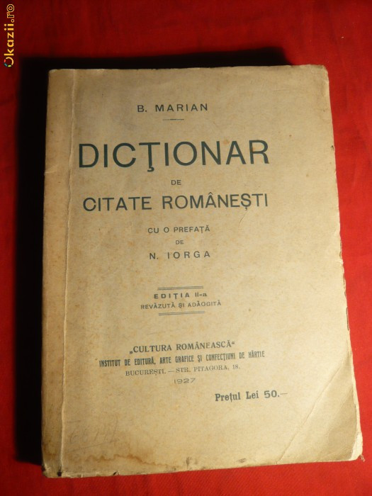 B.Marian - Dictionar de Citate Romanesti -ed.IIa 1927