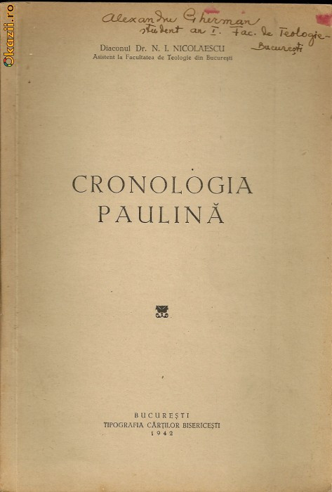 N. I. Nicolaescu - Cronologia Pauliana - 1942