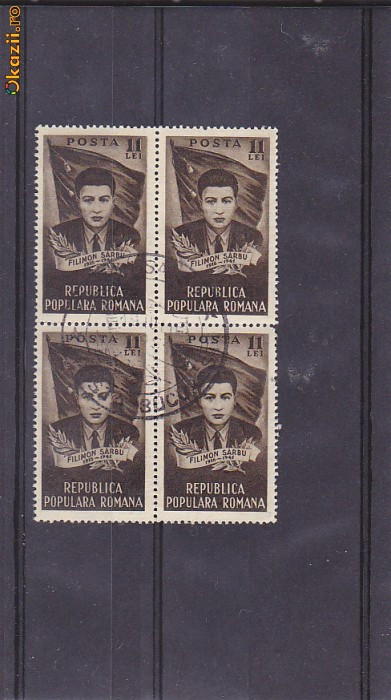 Filimon Sarbu 1951 bloc stampila prima zi Romania.