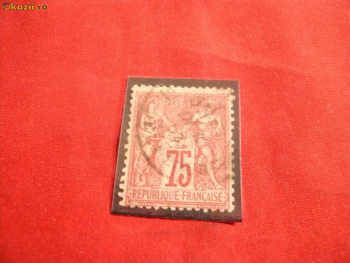 Timbru 75 C 1876 Franta ,tip I ,carmin ,stamp. ,alegorie , dant.