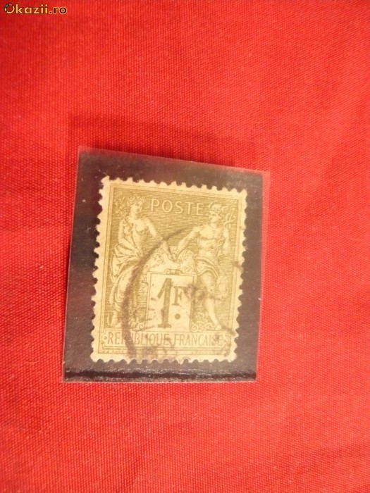Timbru 1 Franc Franta ,tip II ,oliv ,stamp. ,alegorie, dant. Timbru 1 Franc Franta ,tip II ,oliv ,stamp. ,alegorie, dant.