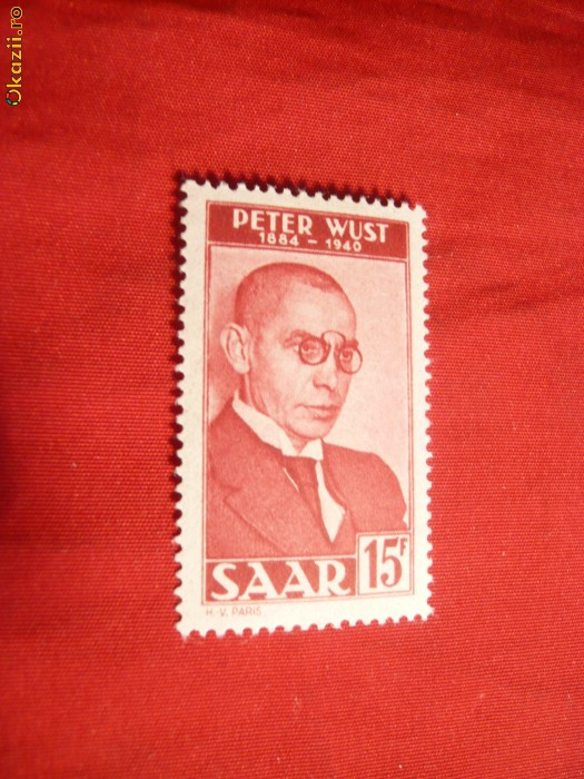 Serie- 10 Ani Comem.Filozof P.Wust 1950 Saar ,1val.sarn.