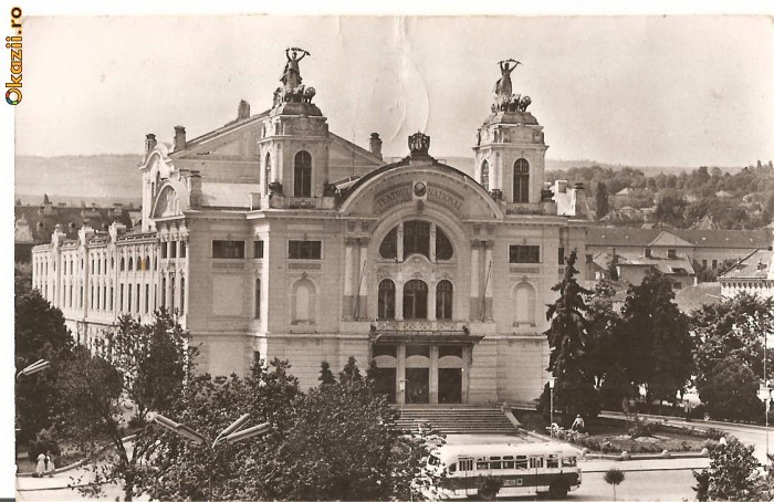 CPI (B806) CLUJ, TEATRUL NATIONAL, EDITURA MERIDIANE, CPCS, CIRCULATA, 1965, STAMPILE, TIMBRU FILATELIC