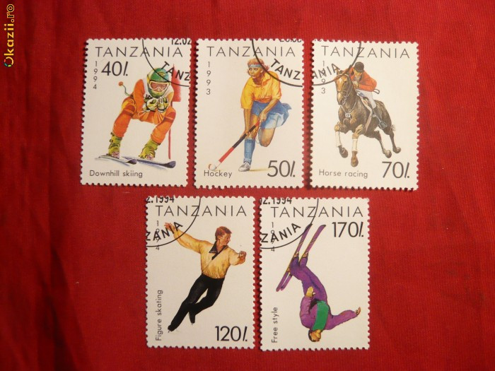 Serie mica -Sport -Olimpiada Iarna 1994 Tanzania 5 val.stamp.