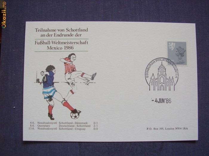 Marea Britanie - Scotia 1986 sport fotbal carte postala Marea Britanie - Scotia 1986 sport fotbal carte postala