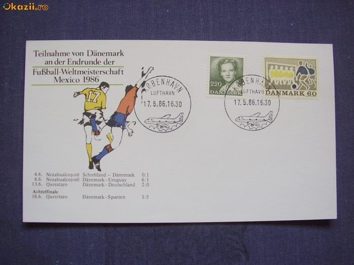 Danemarca 1986 sport fotbal carte postala