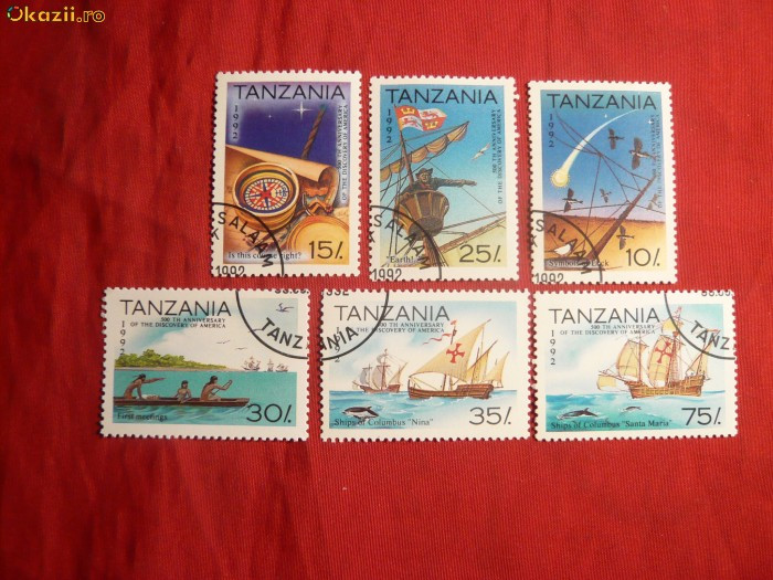Serie mica -550 Ani Descop.Americii -Columb 1993 Tanzania ,6 val. stamp.