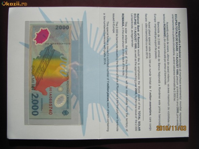 bancnota 2000 lei 1999 eclipsa in catalog de prezentare ...