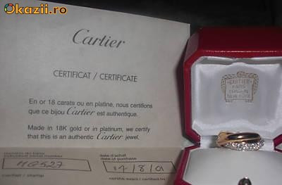 OKAZIE!!!Inel Cartier Trinity aur 18k si platina cu diamante! | arhiva  Okazii.ro