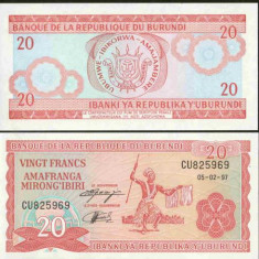 bnk bn Burundi 20 franci 1997 unc
