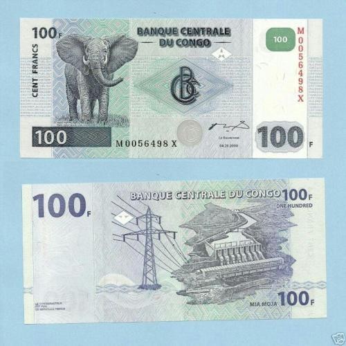bnk bn Congo 100 franci 2000 unc bnk bn Congo 100 franci 2000 unc