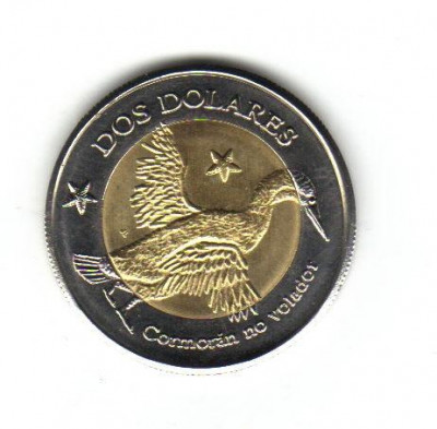 bnk mnd Galapagos 2 $ 2008 unc , pasare , bimetal foto