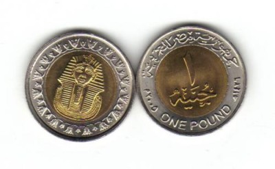 bnk mnd Egipt 1 pound 2005 unc , bimetal foto