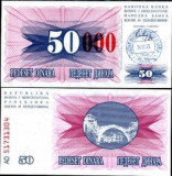 Bnk bn Bosnia Hertegovina 50000 dinari 1993 aunc , p 55d