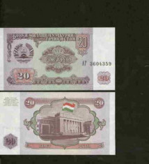 bnk bn tadjikistan 20 ruble 1994 necirculata foto