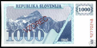 bnk bn Slovenia 1000 tolari 1990 vzorec unc (specimen) foto