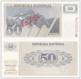 Bnk bn Slovenia 50 tolari 1990 vzorec unc (specimen)