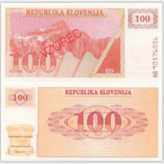 bnk bn Slovenia 100 tolari 1990 vzorec unc (specimen)