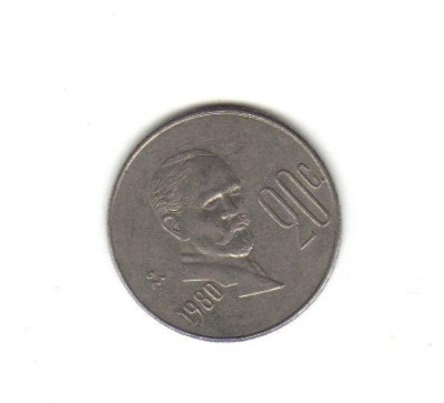 bnk mnd Mexic 20 centavos 1980 vf , personalitati foto