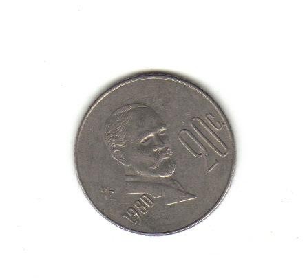 bnk mnd Mexic 20 centavos 1980 vf , personalitati