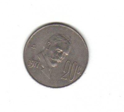 bnk mnd Mexic 20 centavos 1977 vf , personalitati foto