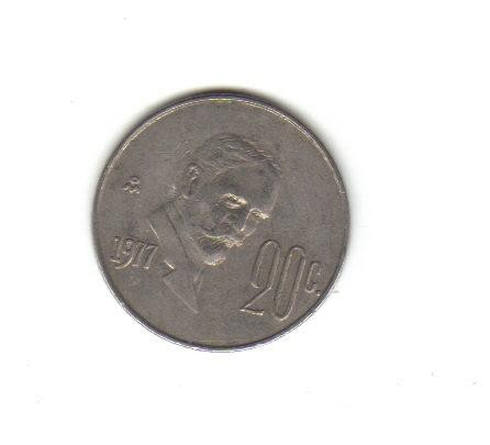 bnk mnd Mexic 20 centavos 1977 vf , personalitati