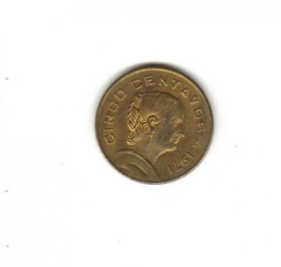 bnk mnd Mexic 5 centavos 1971 foto