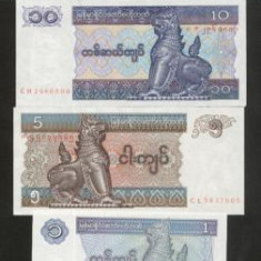 bnk bn Myanmar set 5 bancnote diferite , unc