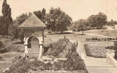 Craiova, Fantana din Gradina botanica, sepia, RPR foto