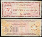 Bnk bn Bolivia 5000000 pesos bolivianos 1985 xf , pick 193