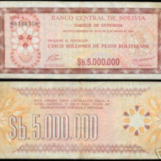 bnk bn Bolivia 5000000 pesos bolivianos 1985 xf , pick 193