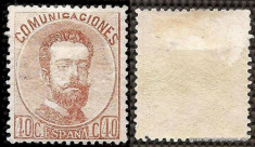 1872 SPANIA regele AMADEO I 1v. NEuzatA guma originala foto