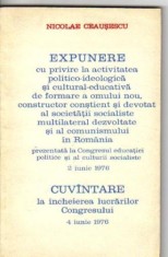 N Ceausescu - Expunere cu privire la activitatea politico-ideolo