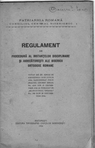 Regulament de procedura al instantelor disciplinare si .judecatoresti ...