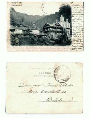 CP107-41 -Vederea generala a Manastirii Turnu -circulata 1902 foto