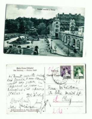 CP107-51 -Baia Ocna-Sibiului -Hotelul statului si Parcul -1929? foto