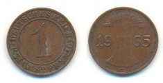 + Moneda Germania 1 reichspfennig 1935 G + foto