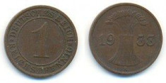 + Moneda Germania 1 reichspfennig 1933 A + foto