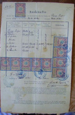 Document austriac , Bucovina , 1909 , 10 fiscale foto