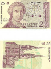 bnk bn croatia 25 dinari 1991 unc foto